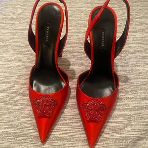 Versace Azalea Red Sling Back Heels